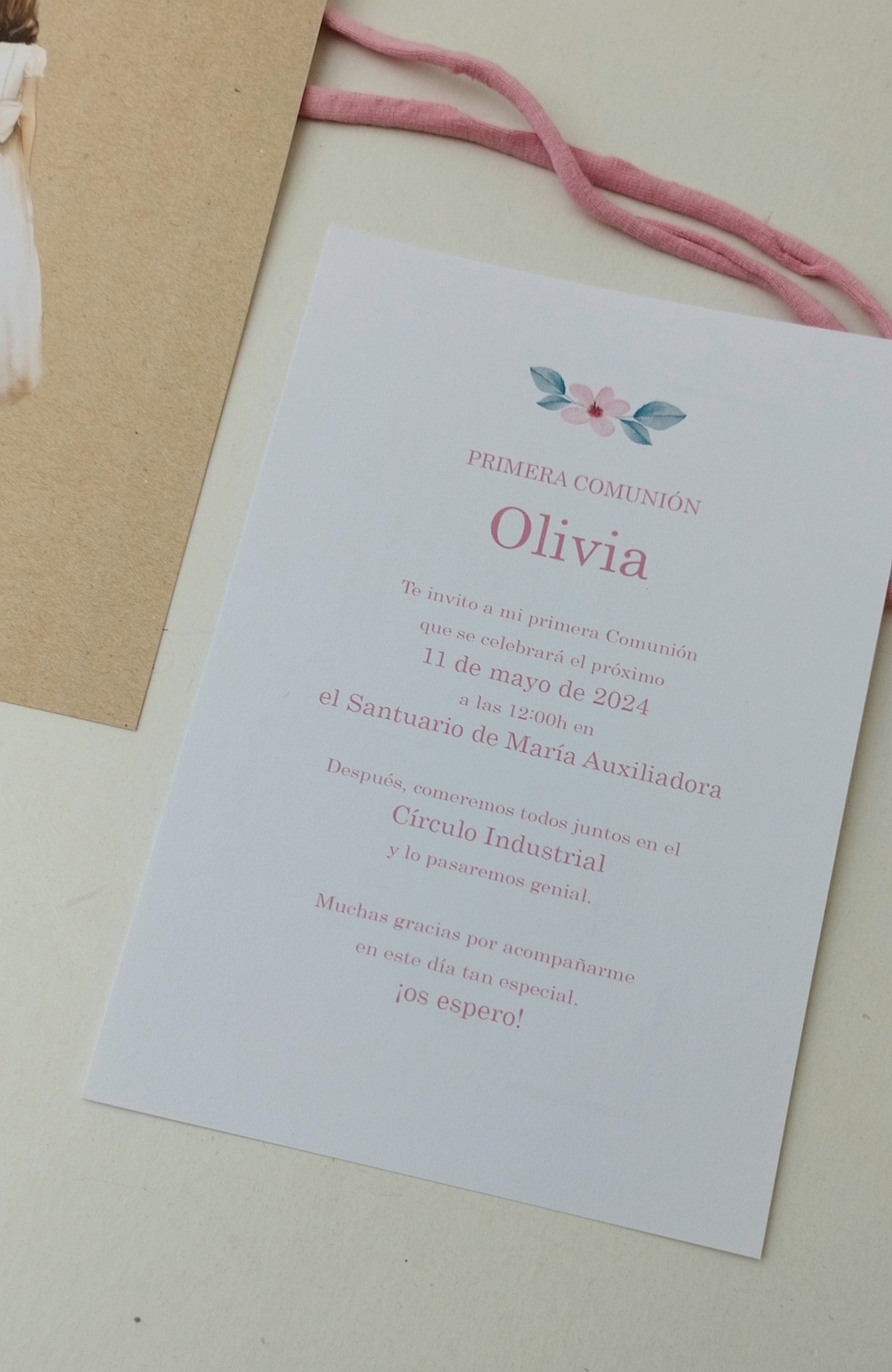 Invitación comunión Olivia
